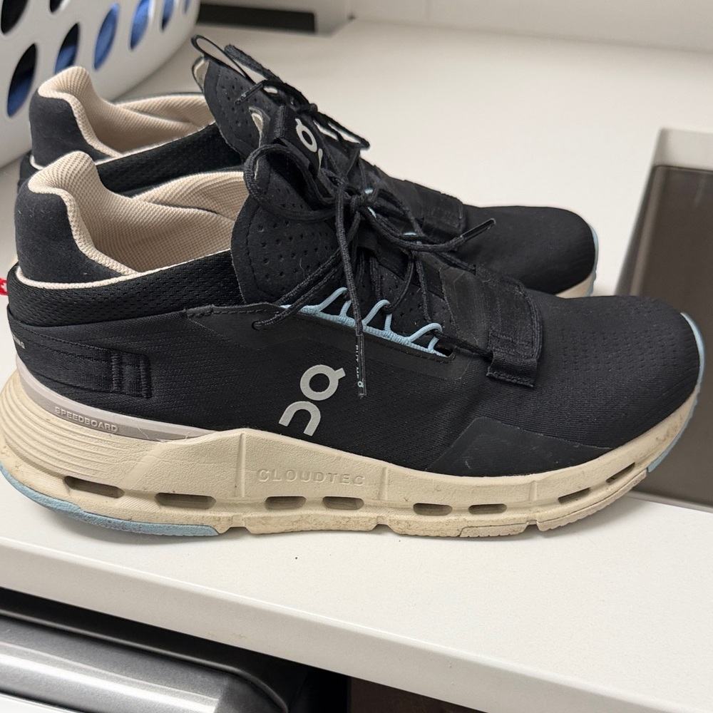 On Running Men’s Black and Beige Athletic Sneakers
